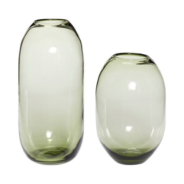 Zelene staklene ručno izrađene vaze u setu 2 kom (visina 38 cm) Moss – Hübsch