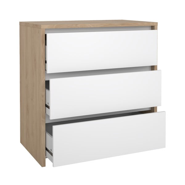 Bijela/u prirodnoj boji komoda u dekoru hrasta 80x84x48 cm Next – Tvilum-image-2