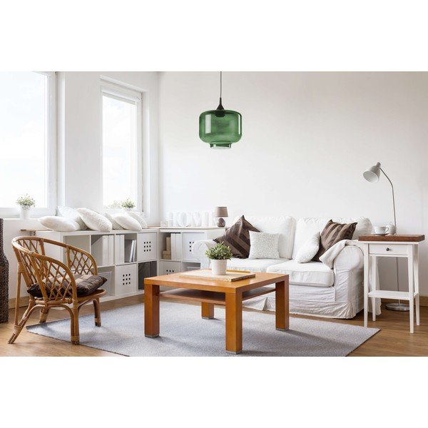 Crna visilica sa zelenim staklenim sjenilom Tierra Bella Ambar, ø 25 cm-image-1