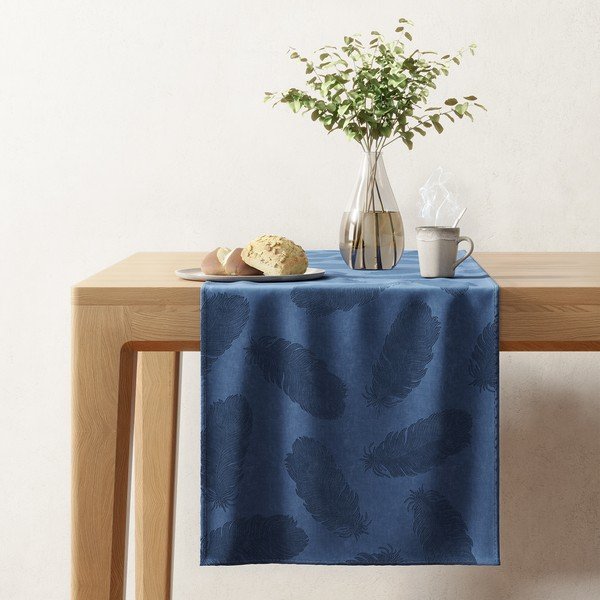Tamnoplavi nadstolnjak s baršunastom površinom AmeliaHome Peacock, 40 x 140 cm-image-1