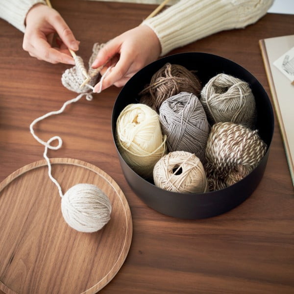 Crna metalna kutija za pohranu s poklopcem ø 22x11 cm Rin – YAMAZAKI-image-2