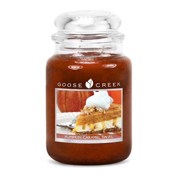 Mirisna svijeća u staklenoj posudi Goose Creek Pumpkin-karamel desert, 150 sati gorenja