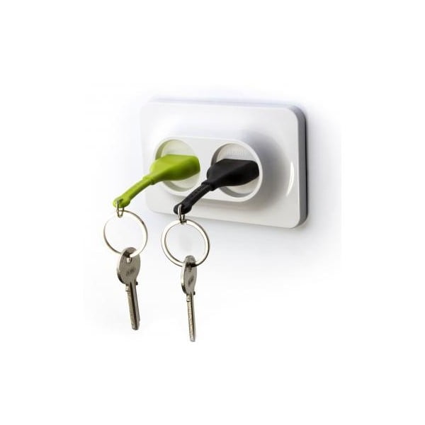 Vješalica za ključeve sa zelenim i crnim Qualy &amp; CO Double Unplug privjeskom za ključeve