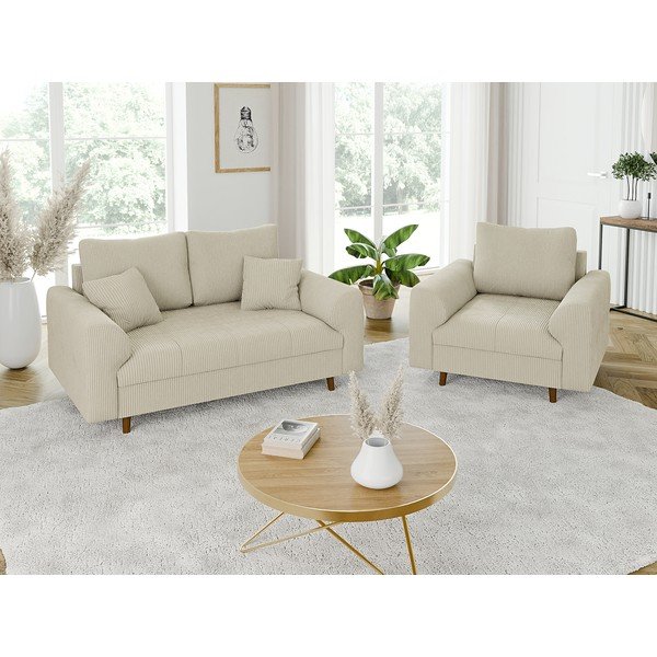 Bež sofa od samta 150 cm Ariella – Ropez-image-4