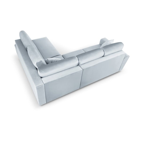 Svijetlo plava baršunasti sklopiva/s prostorom za odlaganje kutna garnitura (s desnim kutom/u obliku slova L) Kyoto – Cosmopolitan Design-image-4