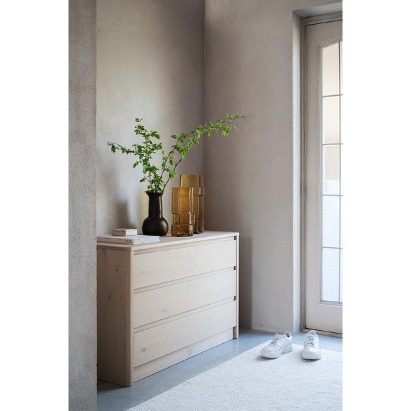 Komoda u dekoru hrasta u svijetloj prirodnoj boji 110x70x45 cm Melstone – Rowico-image-4