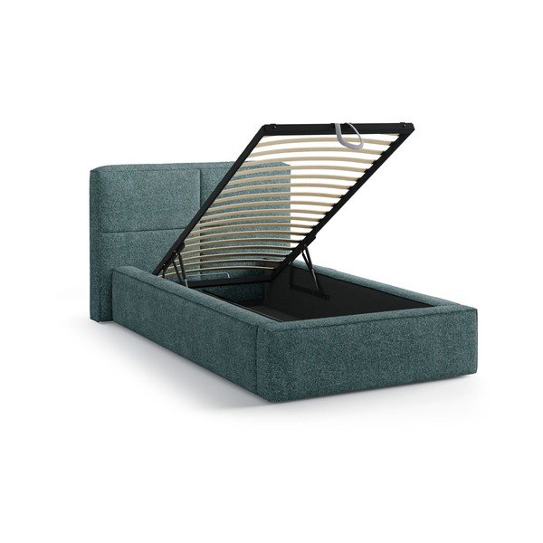Tirkizni tapecirani krevet s prostorom za odlaganje s podnicom 90x200 cm Darren – Micadoni -image-2
