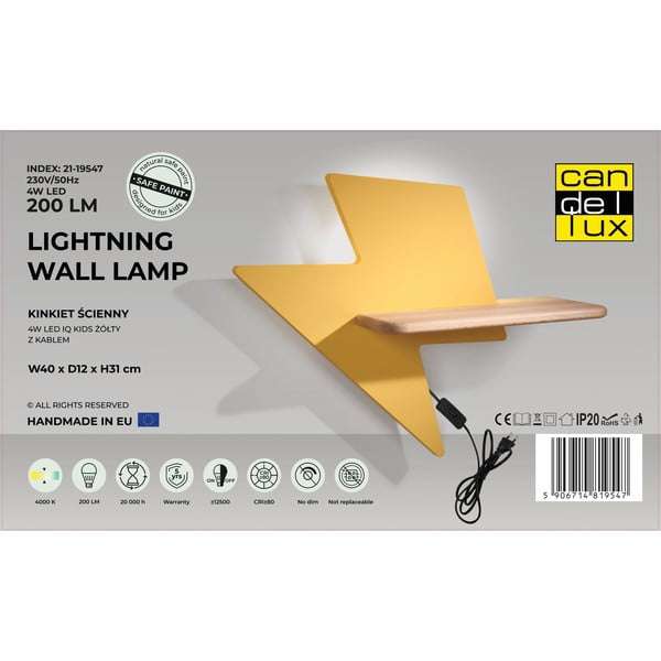 Žuta dječja lampa Lightning - Candellux Lighting-image-2