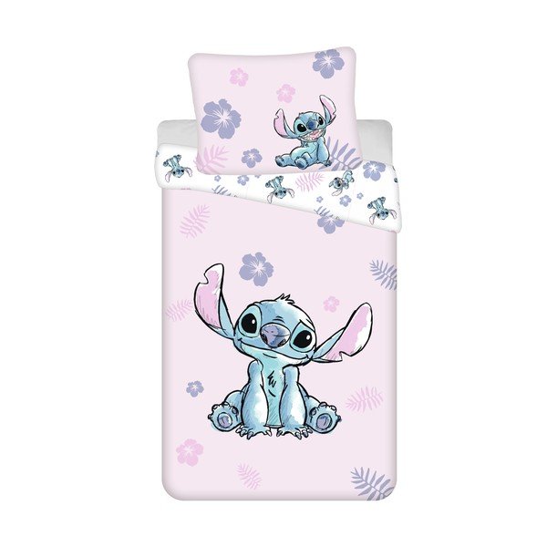 Svijetlo ružičasta pamučna dječja posteljina za krevet za jednu osobu 140x200 cm Lilo & Stitch "Pink" – Jerry Fabrics