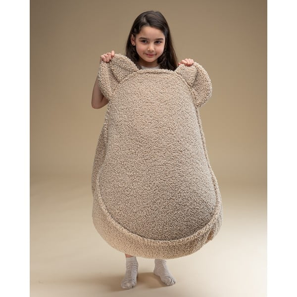 Svjetlo smeđa dječja vreća za sjedenje od bouclé tkanine Bear – Wigiwama-image-4