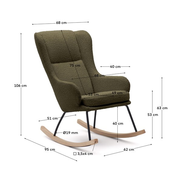 Zelena fotelja za ljuljanje od bouclé tkanine Maustin – Kave Home-image-4