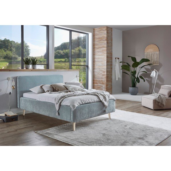 Svijetlo plavi tapecirani bračni krevet bez podnice 120x200 cm Mattis – Meise Möbel-image-1