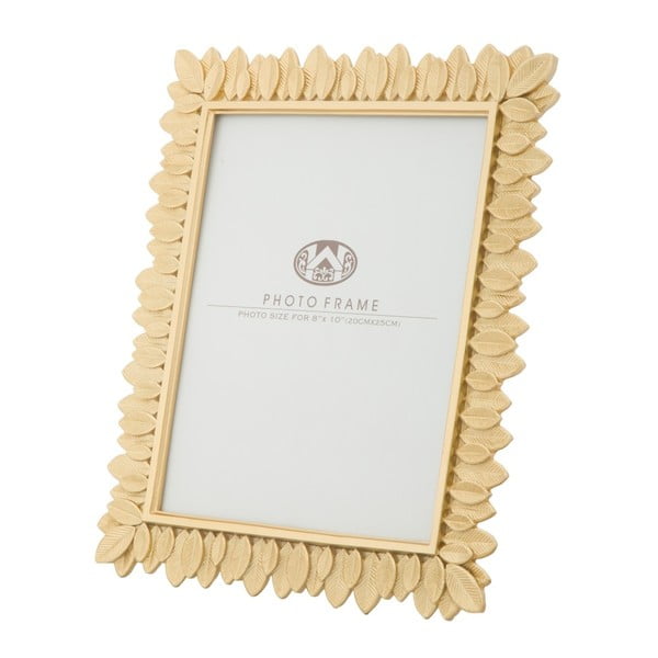 Žuti okvir za fotografije u okviru od smole Mauro Ferretti Glam Leaves, 20 x 25 cm