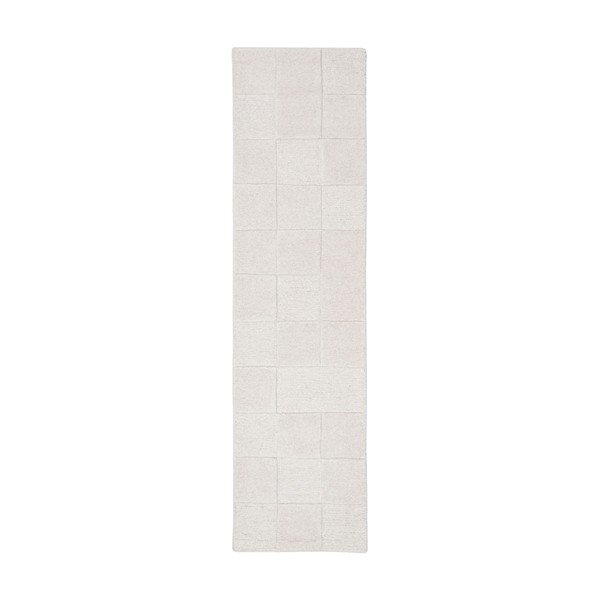 Ručno rađena vunena staza boje slonovače 60x230 cm Checkerboard – Flair Rugs