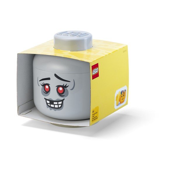 Siva plastična dječja kutija za pohranu ø 24x27 cm Head Zombie L – LEGO®-image-2