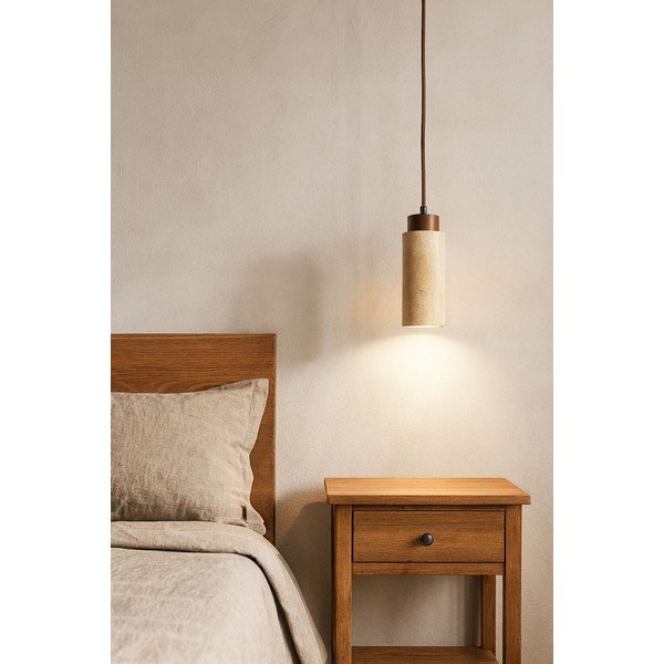 Bež viseća svjetiljka s kamenim sjenilom ø 6,5 cm Selma – Opviq lights-image-2