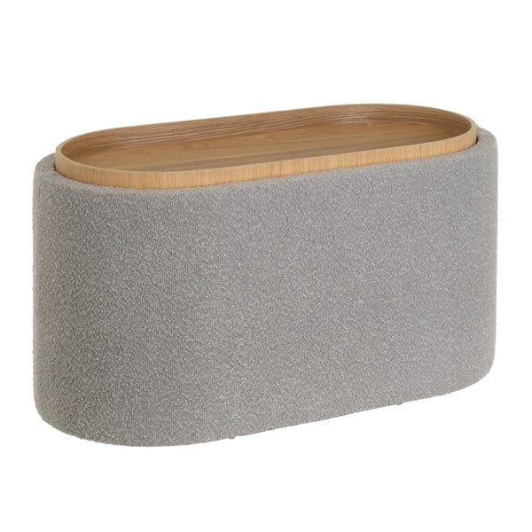 Svijetlo sivi tabure od bouclé tkanine – Casa Selección-image-2