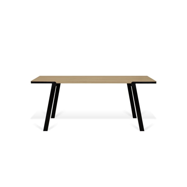 Blagovaonski stol s hrastovom pločom i crnim nogama TemaHome Drift, 180 x 90 cm