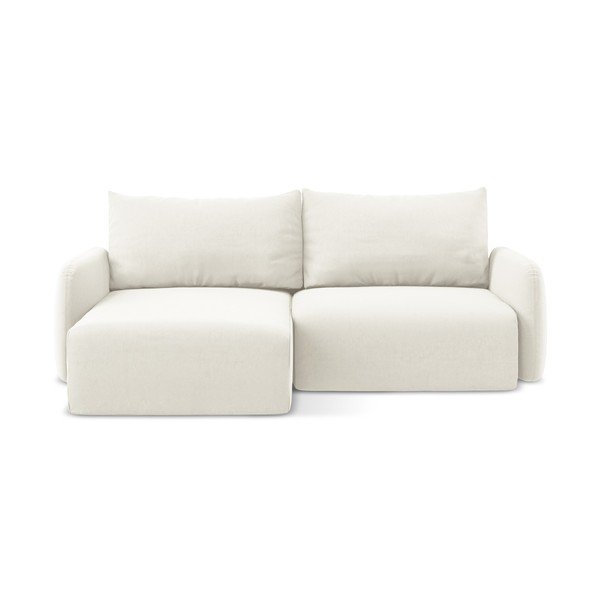 Krem baršunasti sklopiva/s prostorom za odlaganje kutna garnitura (s lijevim kutom/s ležaljkom) Kalena – Makamii