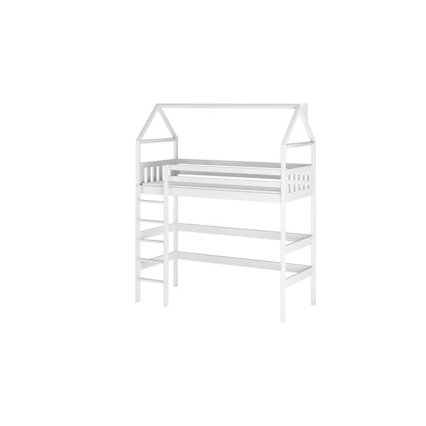 Bijela kućica/povišeni dječji krevet od borovine 90x190 cm Gloria - Lano Meble