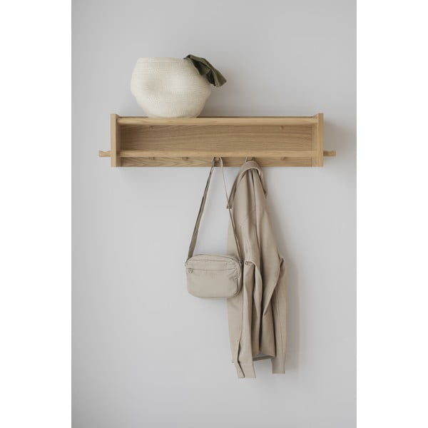 Zidna vješalica od punog hrasta u prirodnoj boji s policom Hillmond – Rowico-image-1