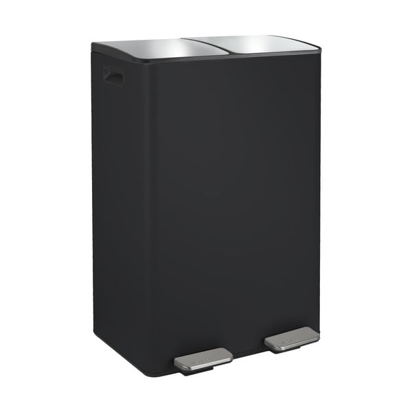Mat crna željezna kanta za smeće 2x30 l za odvojeni otpad/s pedalom   Aliya – Spirella