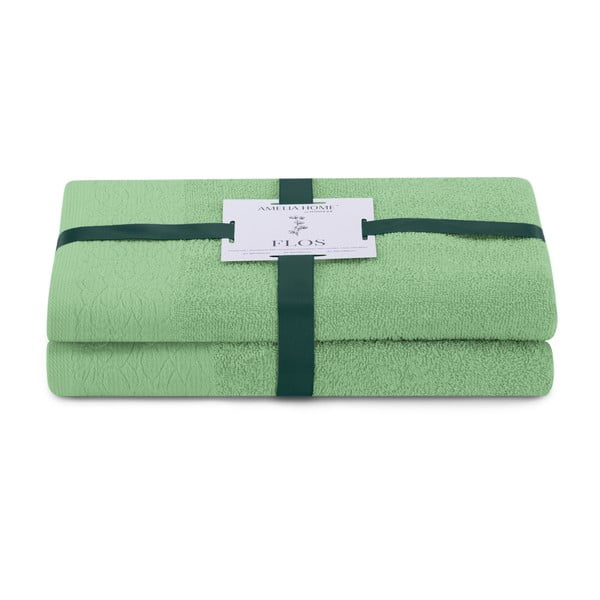 Svijetlo zeleni pamučni set ručnika 2 kom od frotira Flos – Restilo