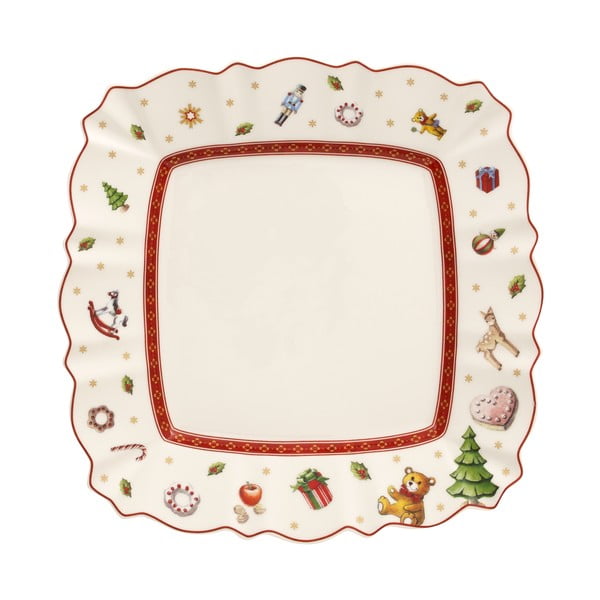 Tanjur za posluživanje od bijelog porculana s božićnim motivom Villeroy & Boch, 22,5 x 22,5 cm