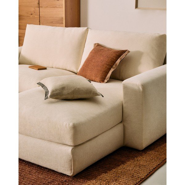 Bež kutna garnitura od šenila (s desnim kutom/s ležaljkom) Alea – Kave Home-image-1