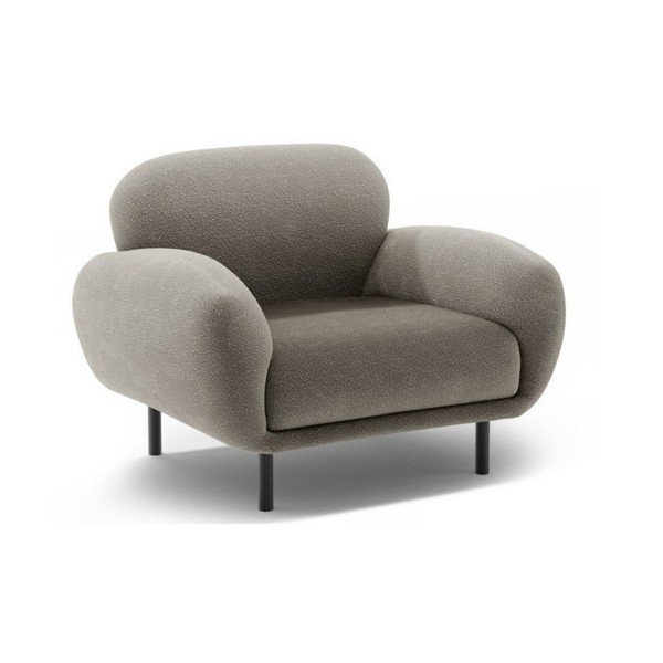 Siva fotelja od bouclé tkanine Poppy – Micadoni 