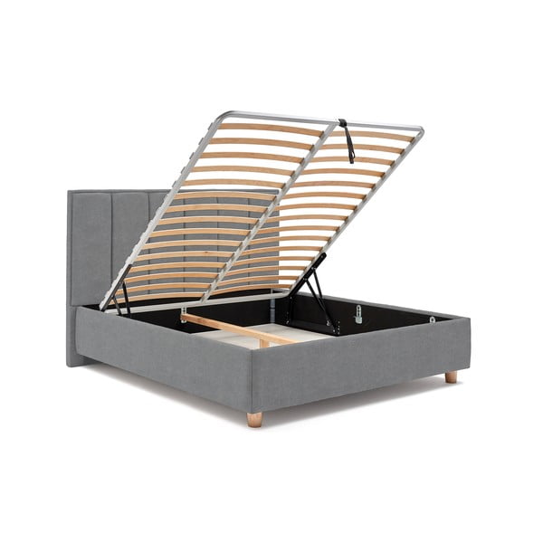 Plavo-sivi bračni krevet s rešetkom i prostorom za odlaganje ProSpánek Wega, 180 x 200 cm-image-4