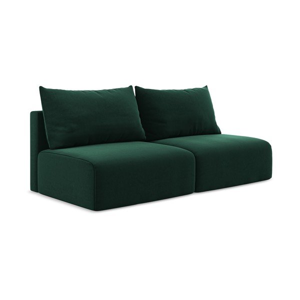 Tamno zelena baršunasti sklopiva/s prostorom za odlaganje sofa 216 cm Kalena – Makamii-image-2