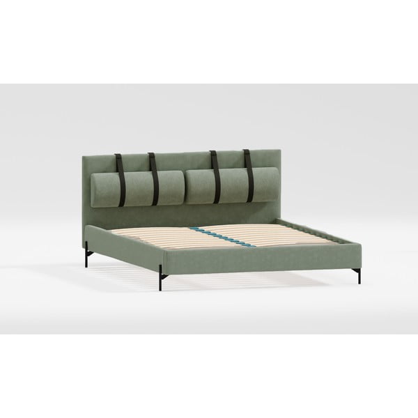 Zeleni tapecirani bračni krevet s podnicom 180x200 cm Tulsa – Ropez