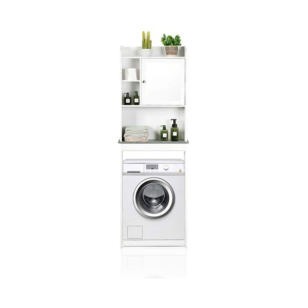 Bijeli visok ormarić iznad perilice/toaleta 58x173 cm Laundry – Tomasucci-image-2