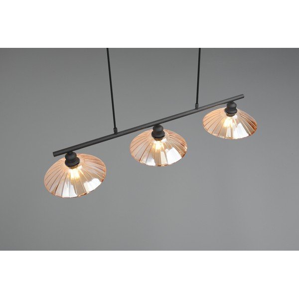 Crna/jantarna metalna viseća svjetiljka sa staklenim sjenilom Eluna – Reality-image-3