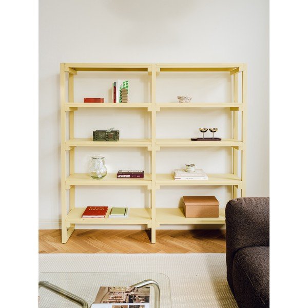 Svijetlo žuti regal od masivne bukve 184x180x37 cm Noru – noo.ma-image-2