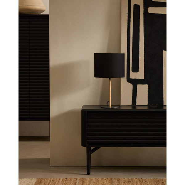 Crna stolna lampa s tekstilnim sjenilom (visina 45 cm) Pina – Kave Home-image-1