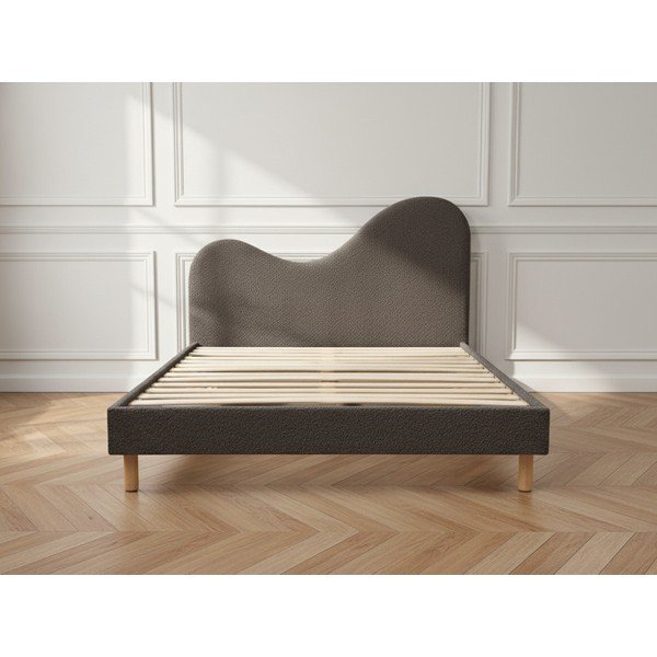 Smeđi podstavljeni tapecirani bračni krevet s podnicom 180x200 cm Celina – Bobochic Paris-image-3