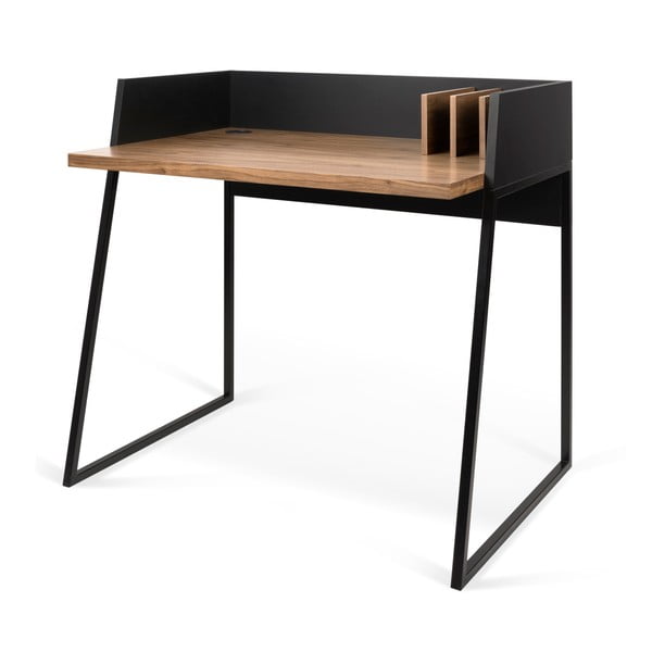 Crni stol s detaljima od orahovog drveta TemaHome Volga-image-2