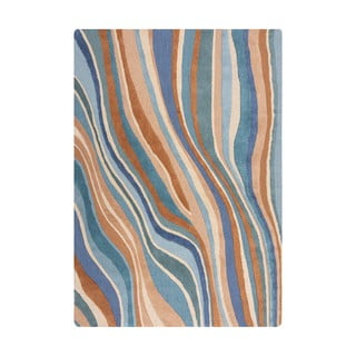 Plavi ručno rađen vunen tepih 160x230 cm Abstract Flow – Flair Rugs
