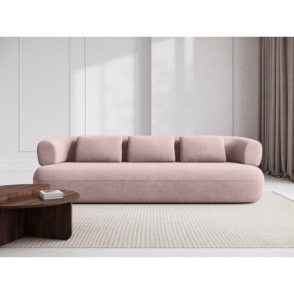 Svijetlo ružičasta sofa od bouclé tkanine 200 cm Jenny – Micadoni -image-1