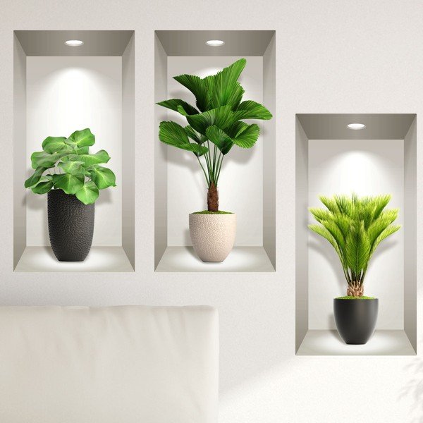 Set od 3 zidne 3D samoljepljive naljepnice Ambiance Tropical Plants-image-1