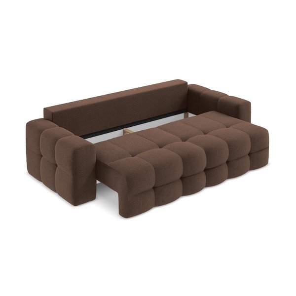 Smeđa sklopiva sofa od bouclé tkanine 255 cm Milu – Makamii-image-4