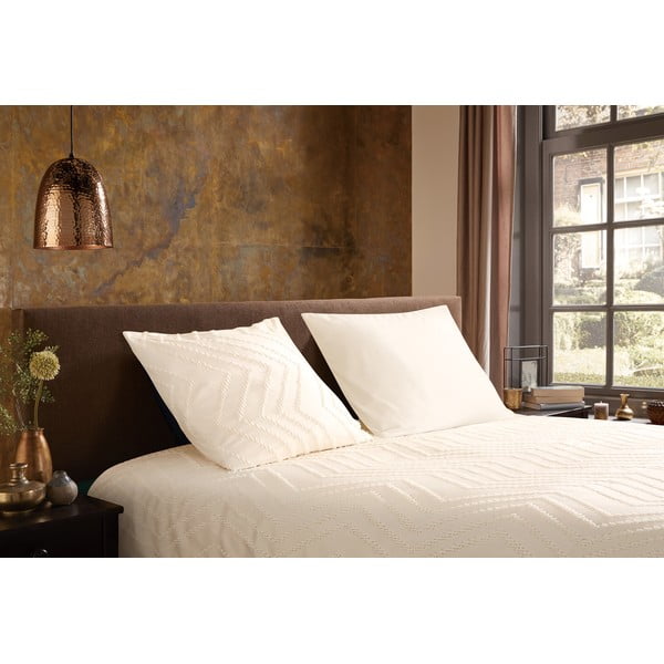 Krem posteljina za bračni krevet/za produženi krevet od mikrovlakana 200x220 cm Pure Zigzag – Good Morning-image-1