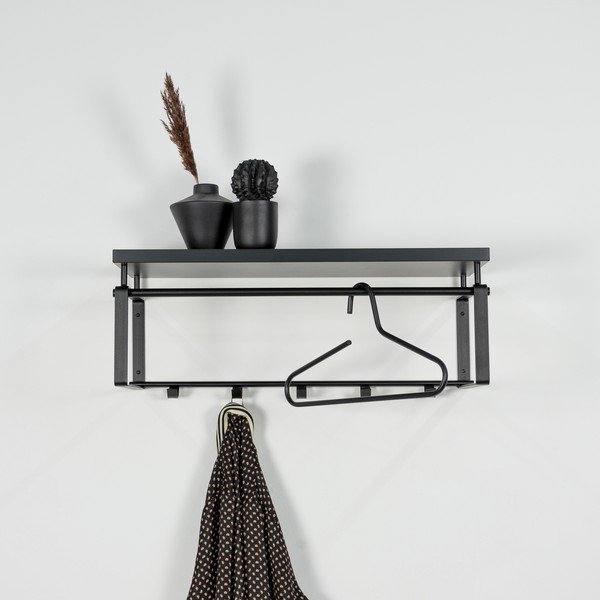 Crna metalna zidna vješalica s policom 70 cm Rex – Spinder Design-image-3