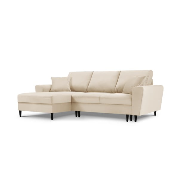 Bež kutna garnitura na razvlačenje od samta Micadoni Home Moghan, lijevi kut-image-3