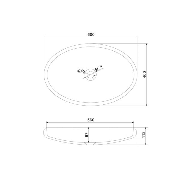 Bijeli ovalni umivaonik Sapho Thin, 60 x 40 cm-image-2