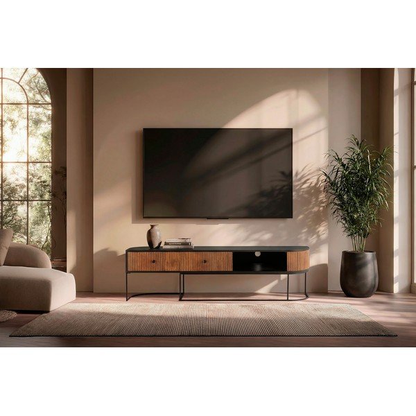 TV komoda od masivnog manga u prirodnoj boji 160x45x40 cm Curve – MOME-image-1