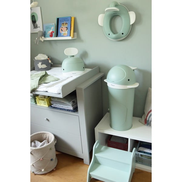 Mentol zelena plastična kanta za smeće za pelene 25 l Whale – Kindsgut-image-1