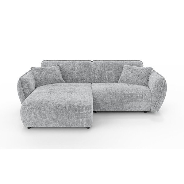 Svijetlo siva kutna garnitura od šenila (s lijevim kutom/s ležaljkom) Nelia – Ropez